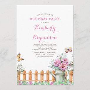 Rustic Country Rural   Garden Birthday Party Invitation