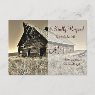 Rustic Country Rural Grange Mariage RSVP Cartes RS