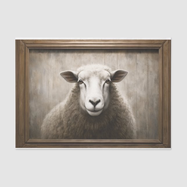 Rustic Country Sheep Ram Decoupage Tissue Paper (Front)