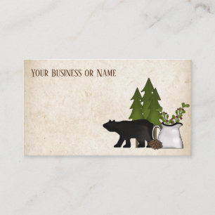 Rustic Country Silhouette Bear Business Card