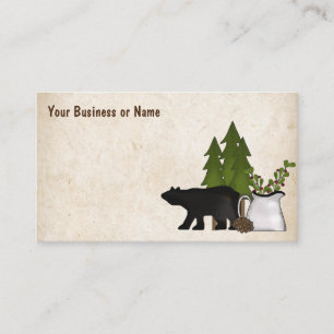 Rustic Country Silhouette Bear Business Card