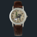 Rustic Country Silhouette Mountain Moose Watch<br><div class="desc">Rustic Country Silhouette Mountain Moose Watch</div>