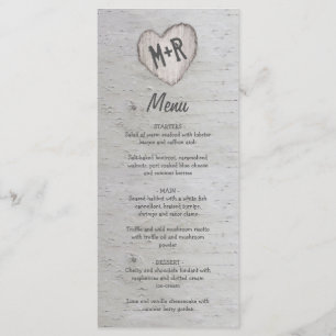Rustic Country Silver Birver Tree Menu Mariage