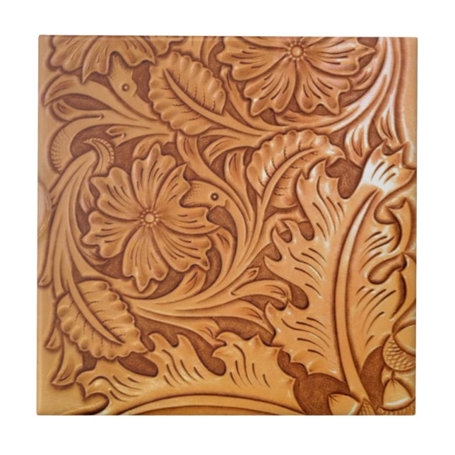 Rustic country southwest style western leather tile (Front)