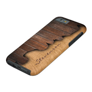 Rustic Country Splintered Wood Look Monogram Name Tough iPhone 6 Case