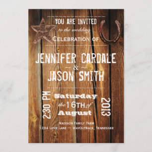 Rustic Country Star Horseshoe Invitations de maria