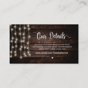 Rustic Country String Lights, Wedding Details Enclosure Card