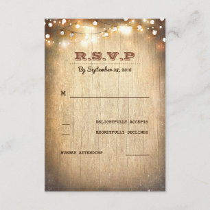 Rustic Country String Lights Wedding RSVP Cards
