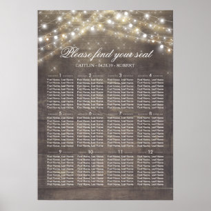 Rustic Country String Lights Wedding Seating Chart