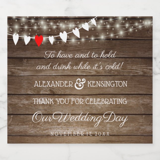 Rustic Country String Of Lights Barn Wedding Beer Bottle Label (Single Label)