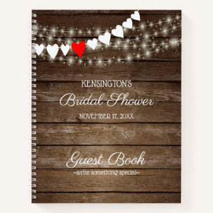 Rustic Country String Of Lights Guest Book  