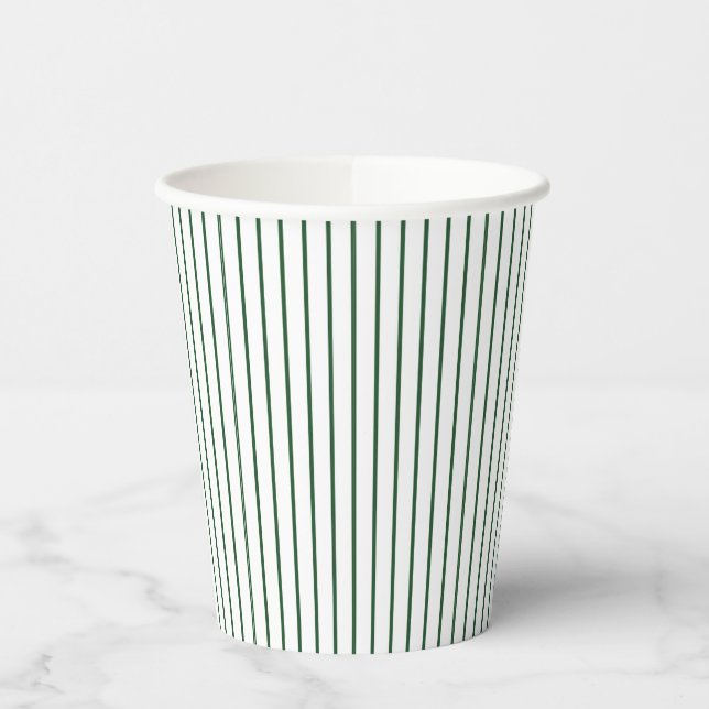 Rustic Country-Style Green Pinstripe Paper Cups (Left)