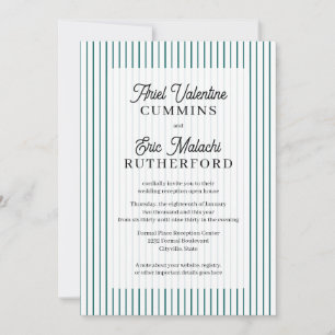 Rustic Country-Style Teal Pinstripe Couple-Host Invitation
