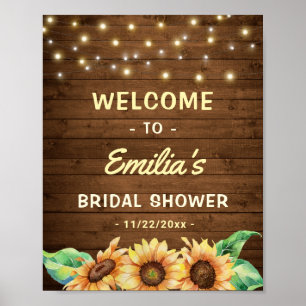 Rustic Country Sunflower Bridal Shower Welcome Poster