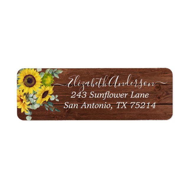 Rustic Country Sunflower Eucalyptus Return Address (Front)