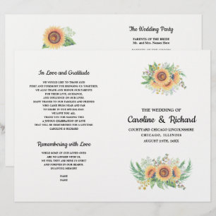 Rustic Country Sunflower Folded Wedding Programs