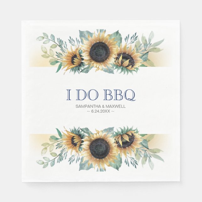 Rustic Country Sunflower I Do BBQ Napkin (Front)