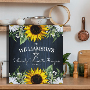 Rustic Country Sunflower Personalized Cookbook  Binder
