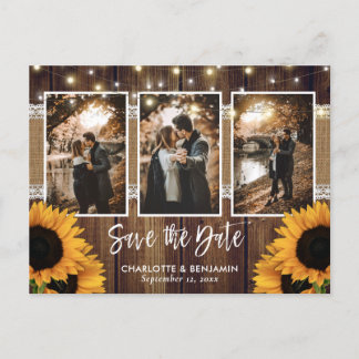 Rustic Country Sunflower Photo Save The Date Announcement Postcard