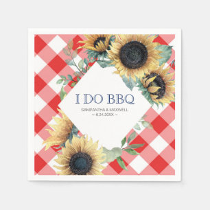 Rustic Country Sunflower Red Gingham Barn Wedding Napkin