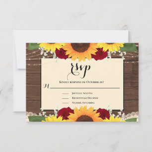 Rustic Country Sunflower Rose mariage RSVP