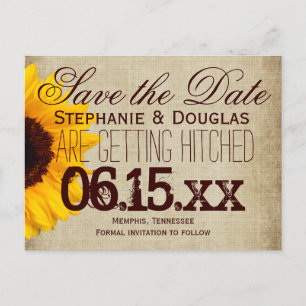 Rustic Country Sunflower Save the Date Postcards