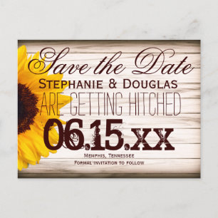 Rustic Country Sunflower Save the Date Postcards