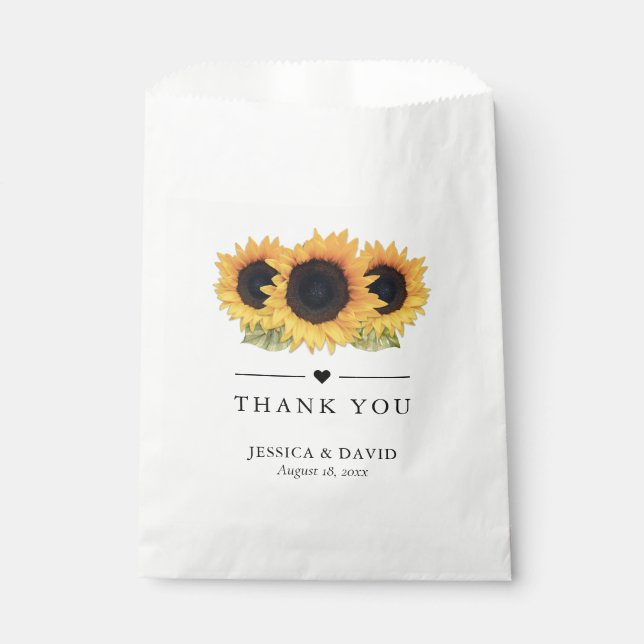 Rustic Country Sunflower Thank You Wedding Favour Bag (Front)