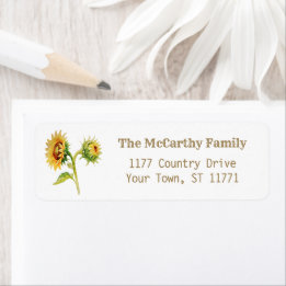 Rustic Country Sunflower Watercolor Return Address