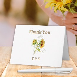 Rustic Country Sunflower Watercolor Thank You Card