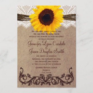 Rustic Country Sunflower Wedding Invitations