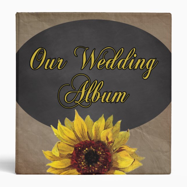 Rustic Country Sunflower Wedding Photo Album Binder (Front)