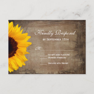 Rustic Country Sunflower Wedding RSVP Cards