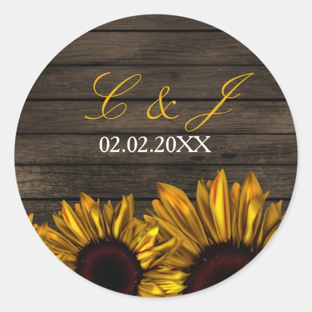 Rustic Country Sunflowers Barn Wood  stickers (Front)
