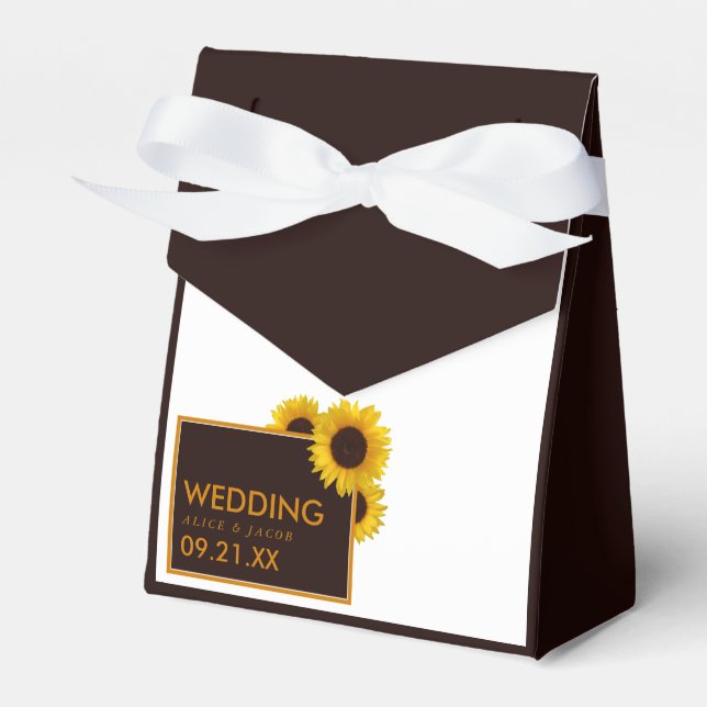 Rustic Country Sunflowers - Floral Wedding Favor Box (Front Side)
