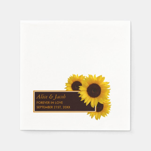 Rustic Country Sunflowers - Floral Wedding Napkin (Front)