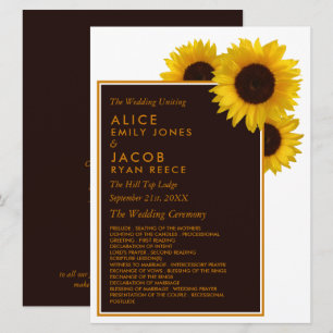 Rustic Country Sunflowers - Floral Wedding Program