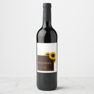 Rustic Country Sunflowers - Floral Wedding Wine Label