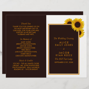 Rustic Country Sunflowers Programme de mariage flo