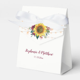 Rustic Country Sunflowers String Lights Wedding Favor Box