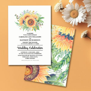 Rustic Country Sunflowers Wedding Invitations