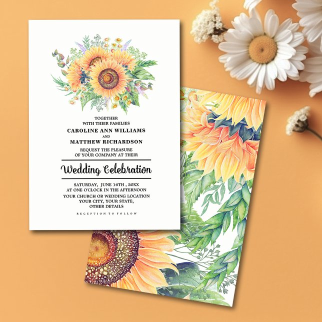 Rustic Country Sunflowers Wedding Invitations (Creator Uploaded)