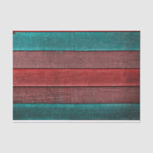 Rustic Country Teal Red Brown Wood Grain Texture Tissue Paper