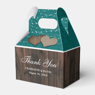 Rustic Country Teal Wedding Thank You Favor Box