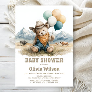 Rustic Country Teddy Bear Baby Shower Invitation