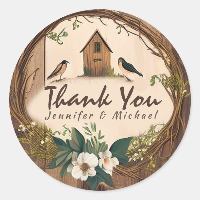 Rustic Country Thank You Classic Round Sticker (Front)