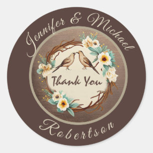 Rustic Country Thank You Classic Round Sticker