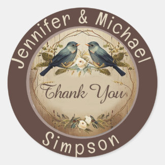 Rustic Country Thank You Classic Round Sticker