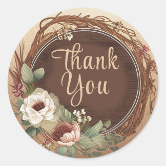 Rustic Country Thank You Classic Round Sticker