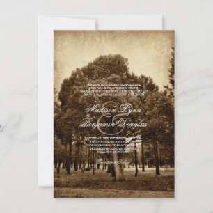 Rustic Country Tree Distressed Wedding Invitations